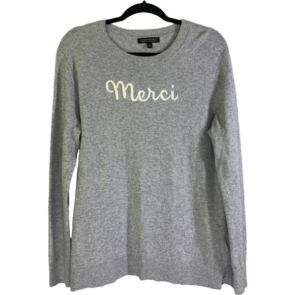 BANANA REPUBLIC Crew Neck Knit‎ Embroidered Merci Cozy Soft Lightweight Sweater - Picture 3 of 16